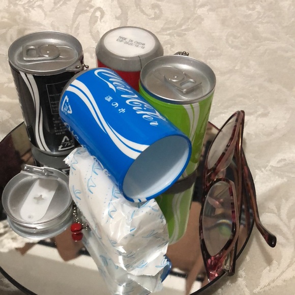 Mini Soda Can Wet Wipes Key Chain with Jingle Bell 3.25" x 1.25".  30 wipes. - Picture 6 of 7